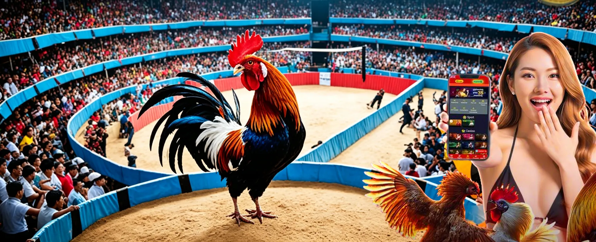 Dynamic scene of a sports stadium with glowing digital overlays representing betting odds, featuring sg777 branding, vibrant gold and dark blue color scheme, energetic, Philippines market.